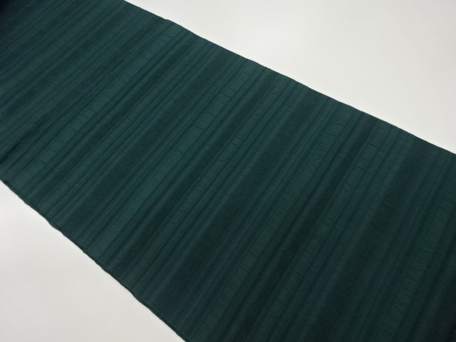 ふくれ織横段に梅模様織出し開き名古屋帯（額縁仕立て）